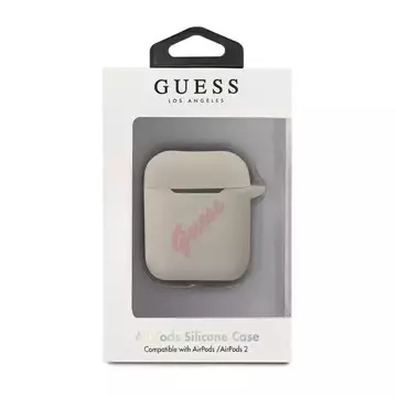 Guess GUACA2LSVSGP kryt AirPods šedý růžový / šedorůžový Silikonový Vintage