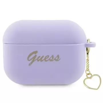 Guess GUAP2LSCHSU ochranné pouzdro na sluchátka pro Apple AirPods Pro 2 kryt fialový/fialový Silicone Charm Heart Collection