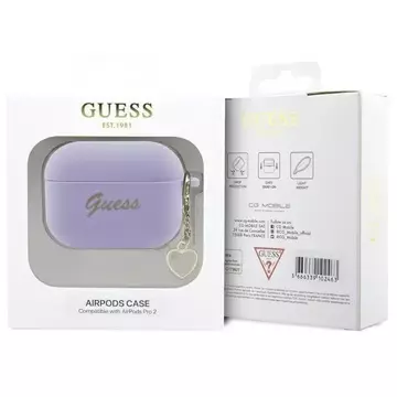 Guess GUAP2LSCHSU ochranné pouzdro na sluchátka pro Apple AirPods Pro 2 kryt fialový/fialový Silicone Charm Heart Collection