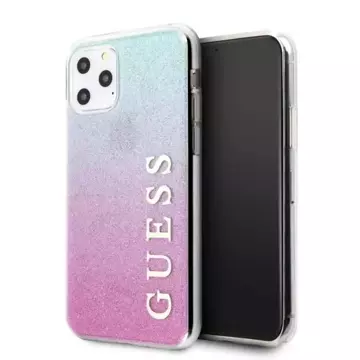 Guess GUHCN58PCUGLPBL iPhone 11 Pro růžové modré / růžové modré pevné pouzdro Glitter Gradient