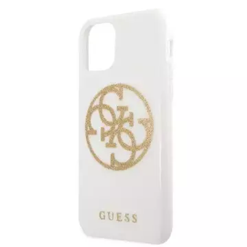 Guess GUHCN65TPUWHGLG iPhone 11 Pro Max bílé/bílé pevné pouzdro Glitter 4G Circle Logo