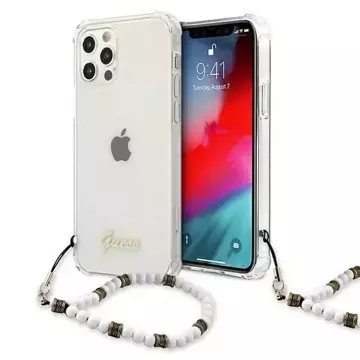 Guess GUHCP12LKPSWH iPhone 12 Pro Max 6,7" průhledné pevné pouzdro White Pearl