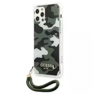 Guess GUHCP12LKSARKA iPhone 12 Pro Max 6,7" zelené / khaki pevné pouzdro Camo Collection