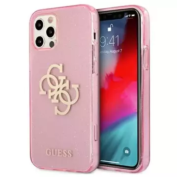 Guess GUHCP12LPCUGL4GPI iPhone 12 Pro Max 6,7" różowy/růžové pevné pouzdro Glitter 4G Big Logo