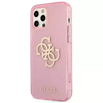 Guess GUHCP12LPCUGL4GPI iPhone 12 Pro Max 6,7" różowy/růžové pevné pouzdro Glitter 4G Big Logo