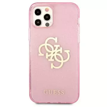 Guess GUHCP12LPCUGL4GPI iPhone 12 Pro Max 6,7" różowy/růžové pevné pouzdro Glitter 4G Big Logo