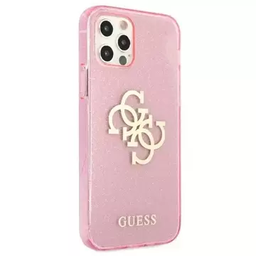 Guess GUHCP12LPCUGL4GPI iPhone 12 Pro Max 6,7" różowy/růžové pevné pouzdro Glitter 4G Big Logo