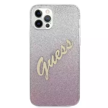 Guess GUHCP12LPCUGLSPI iPhone 12 Pro Max 6,7" różowy/růžový pevný obal Glitter Gradient Script