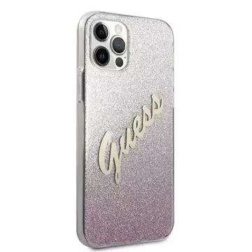 Guess GUHCP12LPCUGLSPI iPhone 12 Pro Max 6,7" różowy/růžový pevný obal Glitter Gradient Script