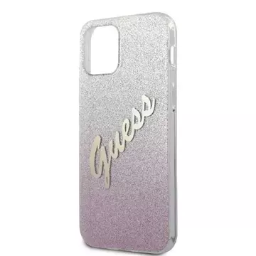 Guess GUHCP12LPCUGLSPI iPhone 12 Pro Max 6,7" różowy/růžový pevný obal Glitter Gradient Script