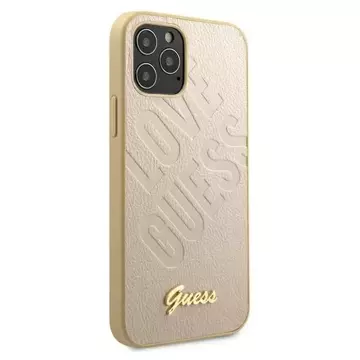 Guess GUHCP12LPUILGLG iPhone 12 Pro Max 6,7" zlatý/zlatý pevný obal Iridescent Love Script Zlaté logo