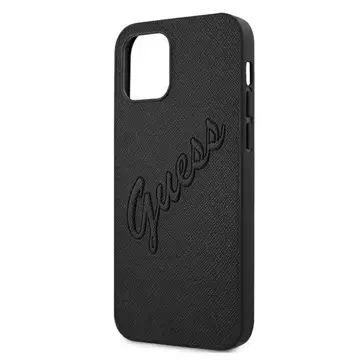 Guess GUHCP12LRSAVSBK iPhone 12 Pro Max 6,7" černý/černý pevný obal Saffiano Vintage Script