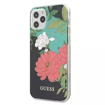 Guess GUHCP12MIMLFL01 iPhone 12/12 Pro 6,1" černá/černá květinová kolekce N°1