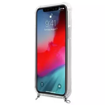 Guess GUHCP12MKC4GSSI iPhone 12/12 Pro 6,1" průhledný pevný kryt 4G stříbrný řetízek