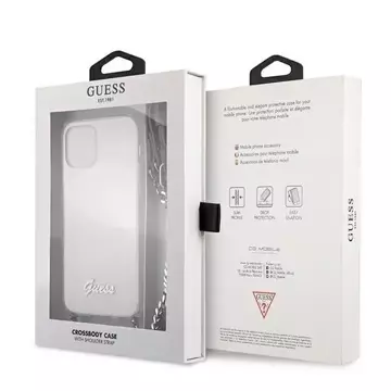 Guess GUHCP12MKC4GSSI iPhone 12/12 Pro 6,1" průhledný pevný kryt 4G stříbrný řetízek