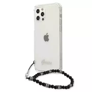 Guess GUHCP12MKPSBK iPhone 12/12 Pro 6,1" průhledný pevný obal Black Pearl