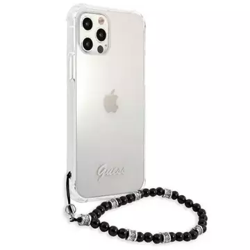 Guess GUHCP12MKPSBK iPhone 12/12 Pro 6,1" průhledný pevný obal Black Pearl