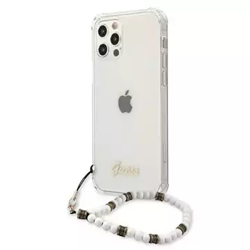 Guess GUHCP12MKPSWH iPhone 12/12 Pro 6,1" průhledné pevné pouzdro White Pearl