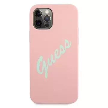 Guess GUHCP12MLSVSPG iPhone 12/12 Pro 6,1" růžovo zelený / zelený růžový pevný obal silikonový Vintage
