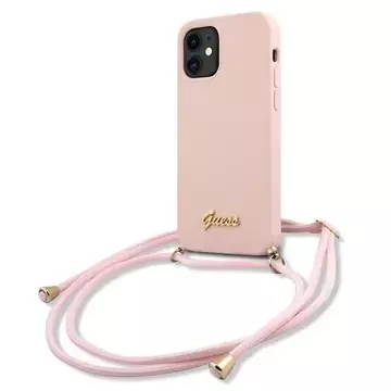 Guess GUHCP12SLSCLMMGLP iPhone 12 mini 5,4" růžové/růžové pevné pouzdro s kovovým logem kabel