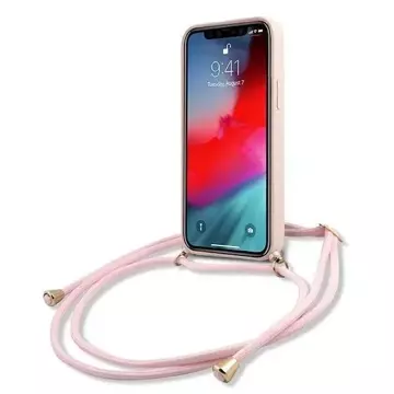 Guess GUHCP12SLSCLMMGLP iPhone 12 mini 5,4" růžové/růžové pevné pouzdro s kovovým logem kabel