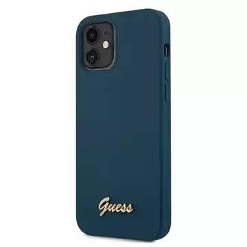 Guess GUHCP12SLSLMGBL iPhone 12 mini 5,4" černý/modrý pevný obal Metal Logo Script