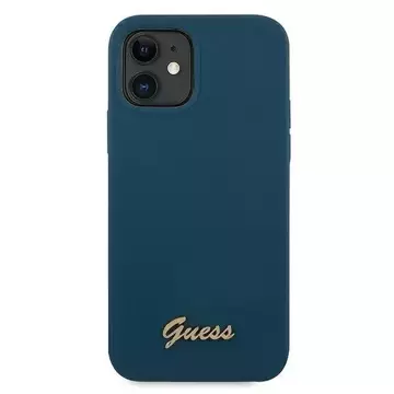 Guess GUHCP12SLSLMGBL iPhone 12 mini 5,4" černý/modrý pevný obal Metal Logo Script