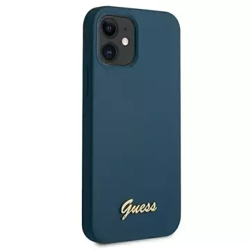 Guess GUHCP12SLSLMGBL iPhone 12 mini 5,4" černý/modrý pevný obal Metal Logo Script