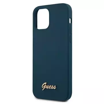 Guess GUHCP12SLSLMGBL iPhone 12 mini 5,4" černý/modrý pevný obal Metal Logo Script