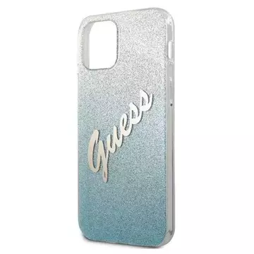 Guess GUHCP12SPCUGLSBL iPhone 12 mini 5,4" niebieski/modrý pevný obal Glitter Gradient Script