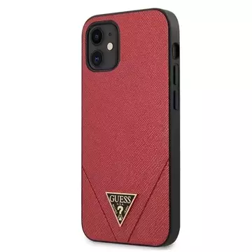 Guess GUHCP12SVSATMLRE iPhone 12 mini 5,4" černý/červený pevný obal Saffiano