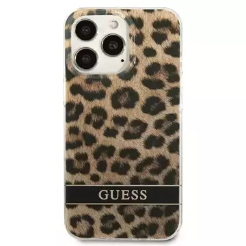 Guess GUHCP13LHSLEOW iPhone 13 Pro / 13 6,1" brązowý/hnědý pevný obal Leopard