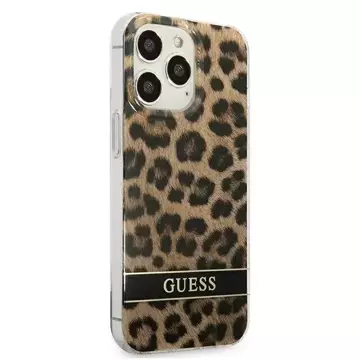 Guess GUHCP13LHSLEOW iPhone 13 Pro / 13 6,1" brązowý/hnědý pevný obal Leopard