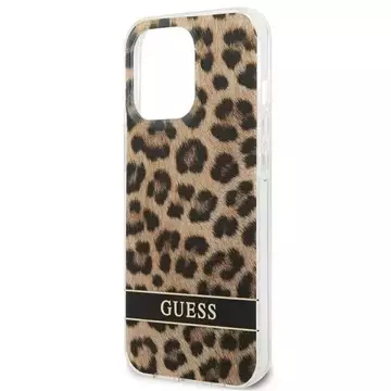 Guess GUHCP13LHSLEOW iPhone 13 Pro / 13 6,1" brązowý/hnědý pevný obal Leopard