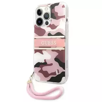 Guess GUHCP13LKCABPI iPhone 13 Pro / 13 6,1" różowy/růžové pevné pouzdro Camo Strap Collection