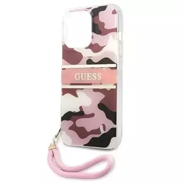 Guess GUHCP13LKCABPI iPhone 13 Pro / 13 6,1" różowy/růžové pevné pouzdro Camo Strap Collection