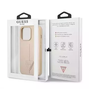 Guess GUHCP13LPSATLE iPhone 13 Pro / 13 6,1" béžové/béžové pevné pouzdro SaffianoTriangle Logo