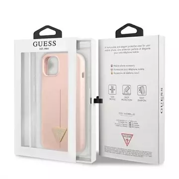 Guess GUHCP13MSLTGP iPhone 13 6,1" różowy/růžový pevný obal silikonový trojúhelník