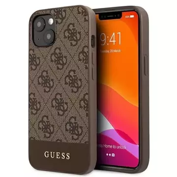 Guess GUHCP13SG4GLBR iPhone 13 mini 5,4" brązowý/hnědý pevný obal 4G Stripe Collection