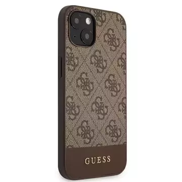 Guess GUHCP13SG4GLBR iPhone 13 mini 5,4" brązowý/hnědý pevný obal 4G Stripe Collection