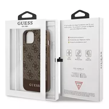 Guess GUHCP13SG4GLBR iPhone 13 mini 5,4" brązowý/hnědý pevný obal 4G Stripe Collection