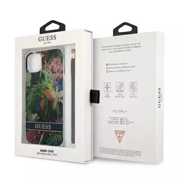 Guess GUHCP13SHFLSB iPhone 13 mini 5,4" niebieski/modré pevné pouzdro Flower Strap