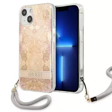 Guess GUHCP13SHFLSD iPhone 13 mini 5,4" zlatý/zlatý pevný obal Flower Strap