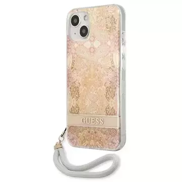 Guess GUHCP13SHFLSD iPhone 13 mini 5,4" zlatý/zlatý pevný obal Flower Strap