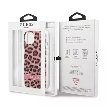 Guess GUHCP13SHSLEOP iPhone 13 mini 5,4" růžové / růžové pevné pouzdro Leopard