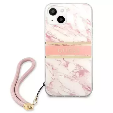 Guess GUHCP13SKMABPI iPhone 13 mini 5,4" różowy/růžové pevné pouzdro Marble Strap Collection