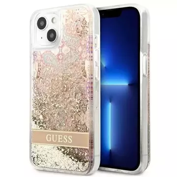 Guess GUHCP13SLFLSD iPhone 13 mini 5,4" złoty/zlatý pevný obal Paisley Liquid Glitter