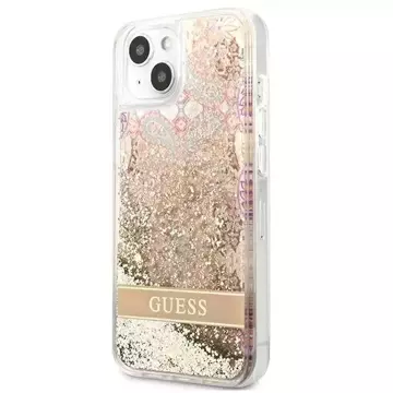 Guess GUHCP13SLFLSD iPhone 13 mini 5,4" złoty/zlatý pevný obal Paisley Liquid Glitter