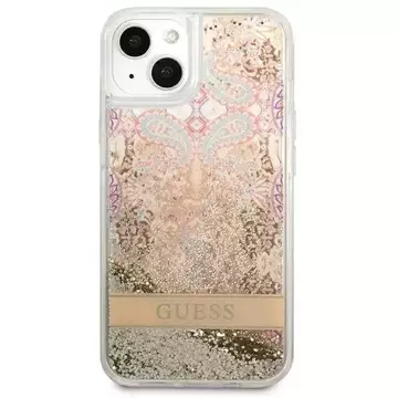 Guess GUHCP13SLFLSD iPhone 13 mini 5,4" złoty/zlatý pevný obal Paisley Liquid Glitter