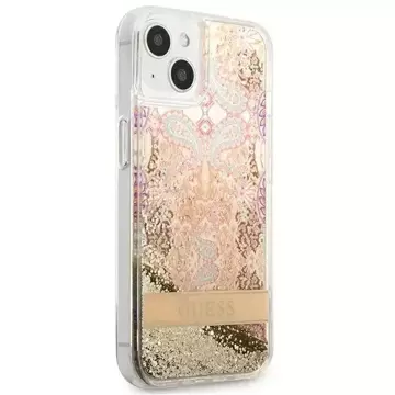 Guess GUHCP13SLFLSD iPhone 13 mini 5,4" złoty/zlatý pevný obal Paisley Liquid Glitter